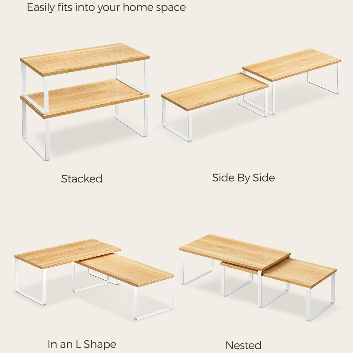Stackable Cabinet Organizer Shelf (Set of 2)